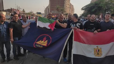 مسيرة لشركة مصر للبترول للتنديد بالعدوان علي غزة وتفويض الرئيس السيسي
