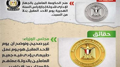 الوزراء ينفى منح إجازة رأس السنة الهجرى الأحد المقبل