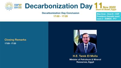 غداً..انطلاق فاعليات اليوم المخصص لإزالة الكربون ضمن قمة المناخ COP 27 بشرم الشيخ