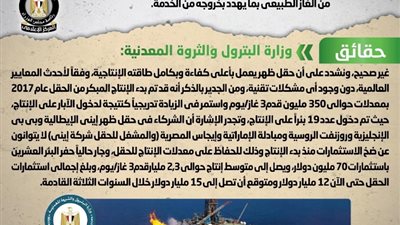 مجلس الوزراء ينفي وجود مشاكل تقنية بحقل ظهر تسببت في تراجع إنتاجه من الغاز