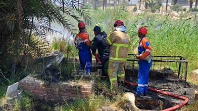 صور.. حريق بقرية المعدية في رشيد بالقرب من شركتي بترول أبوقير و PMS